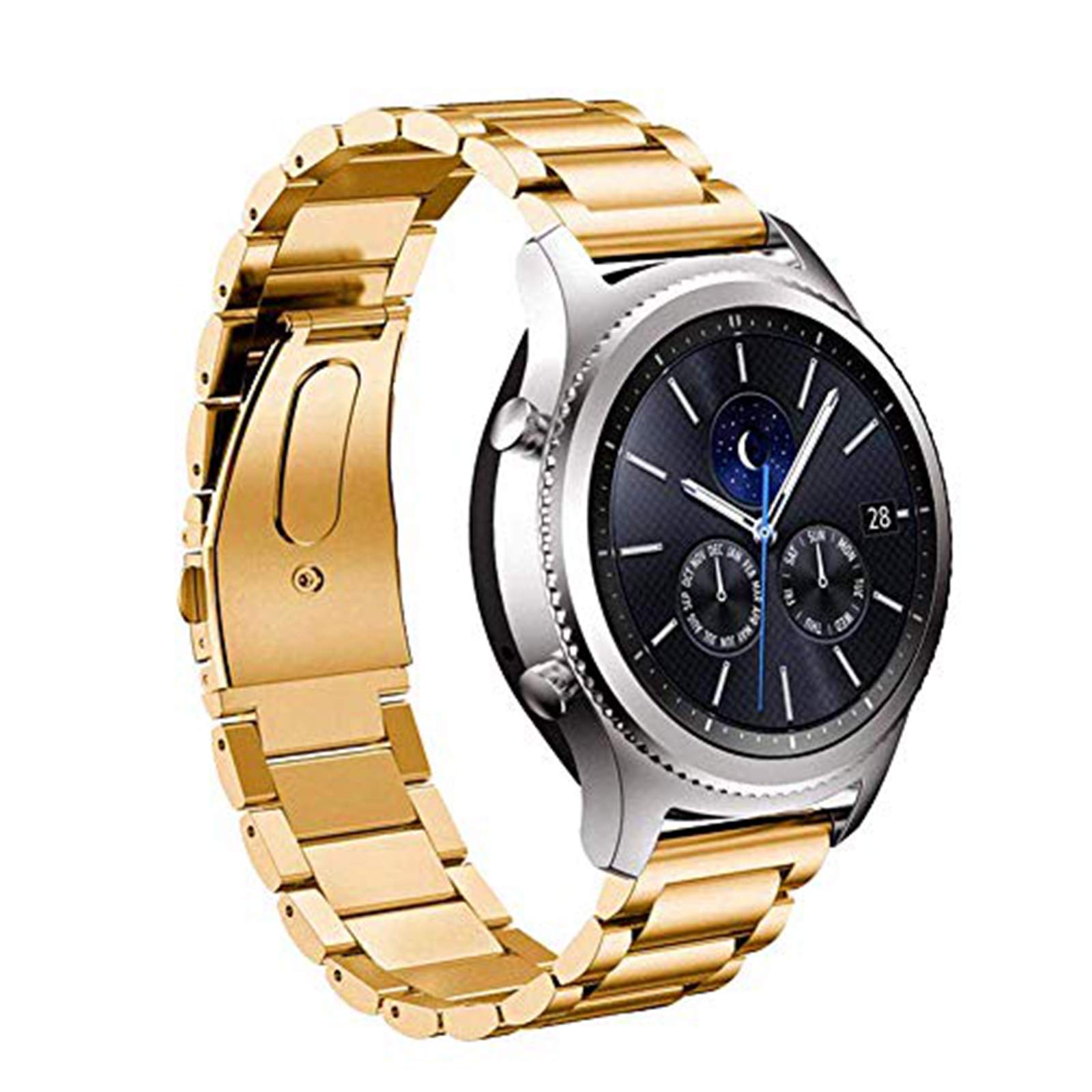 FatcatBand Compatible with Samsung Galaxy Watch 46mm Strap / Gear S3 Frontier / S3 Classic Straps, 22mm Solid Stainless Steel Metal Sport Band Replacement Bracelet Wristband for Samsung Gear S3