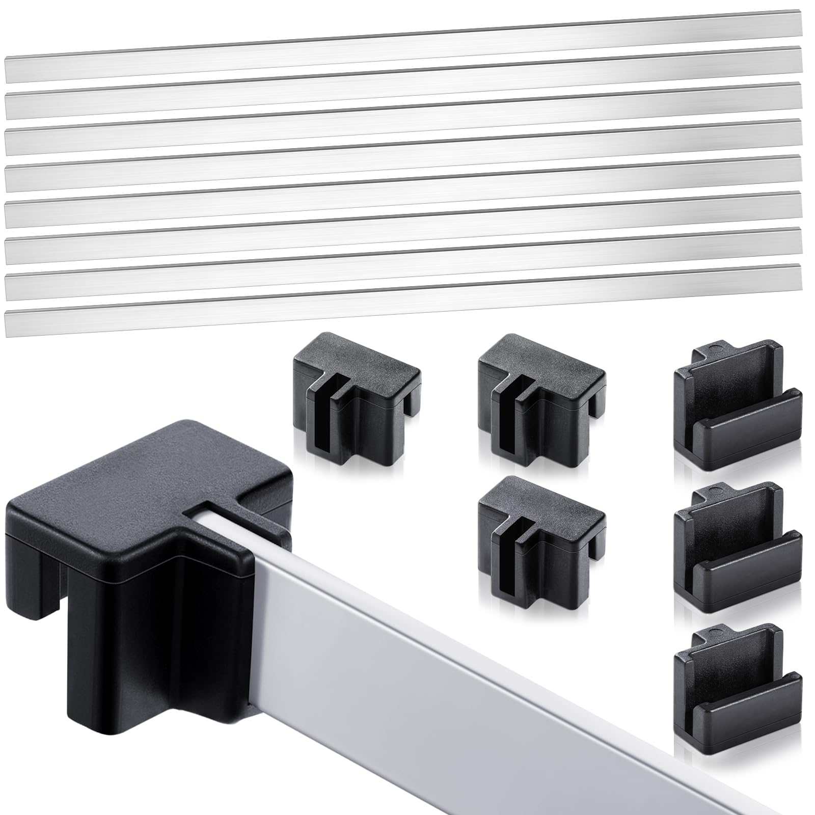 Photo 1 of 24 Pcs Hanging File Rail and Clip Set 16 Aluminum Hanging File Clips 8 PVC Cabinet Rails Drawer Support Black Rail Pins for Home Office Storage to Keep Folder Neat and Organized(Aluminum)