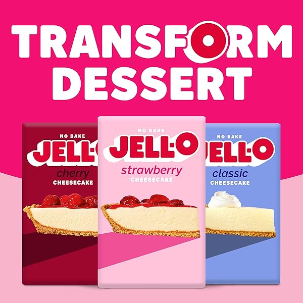 JELL-O NO BAKE STRAWBERRY CHEESECAKE DESSERT KIT WITH STRAWBERRY TOPPING( 6 CT PACK, 19.6 OZ BOXES)