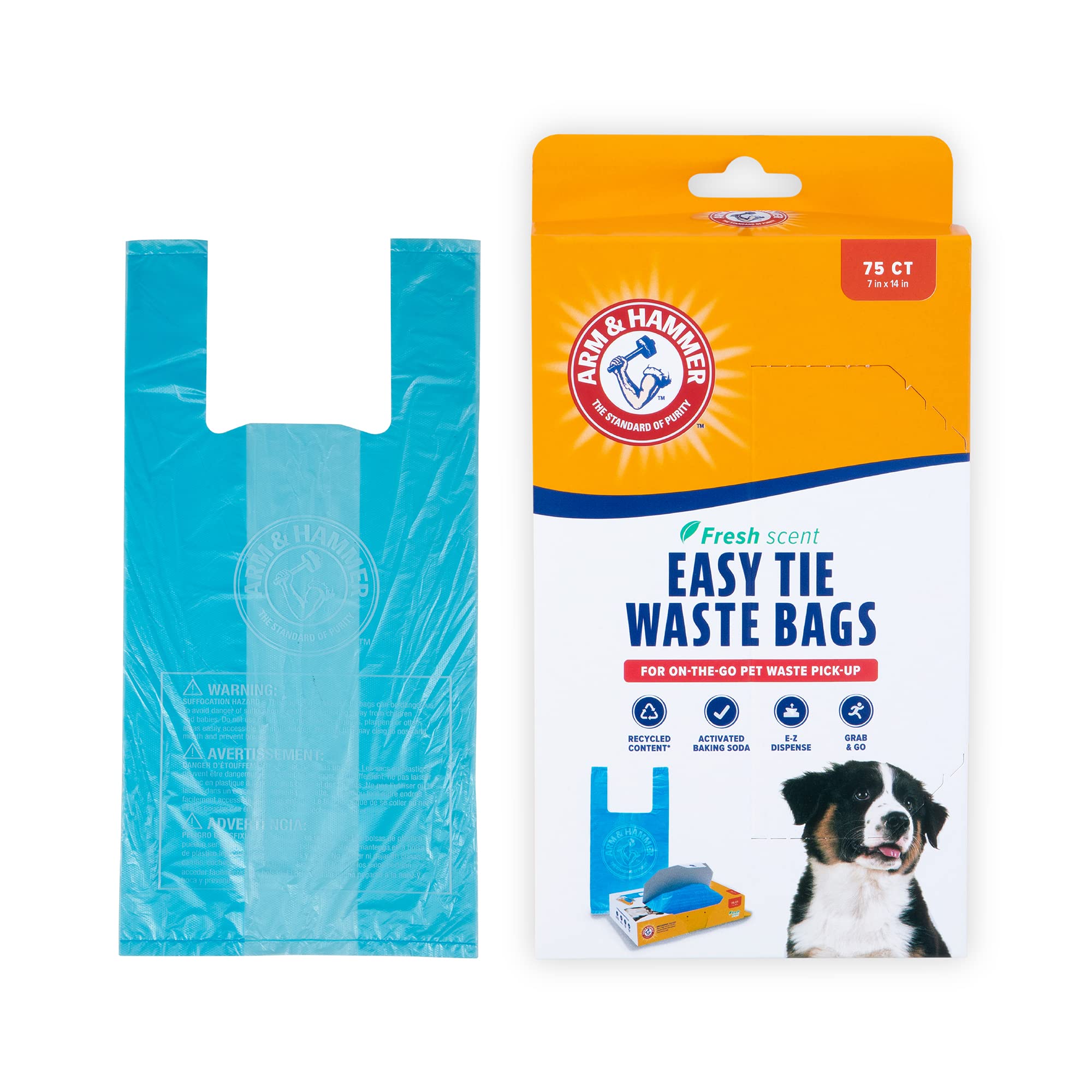 Photo 1 of ARM & HAMMER 71041 Easy-Tie Waste Bags, Blue, 75 Count - Pack of 1