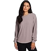 RBX Activewear Women's Long Sleeve Lounge Top, Slouchy Fit Crewneck Long Sleeve Tee Super Soft Lightweight Yoga Pullover