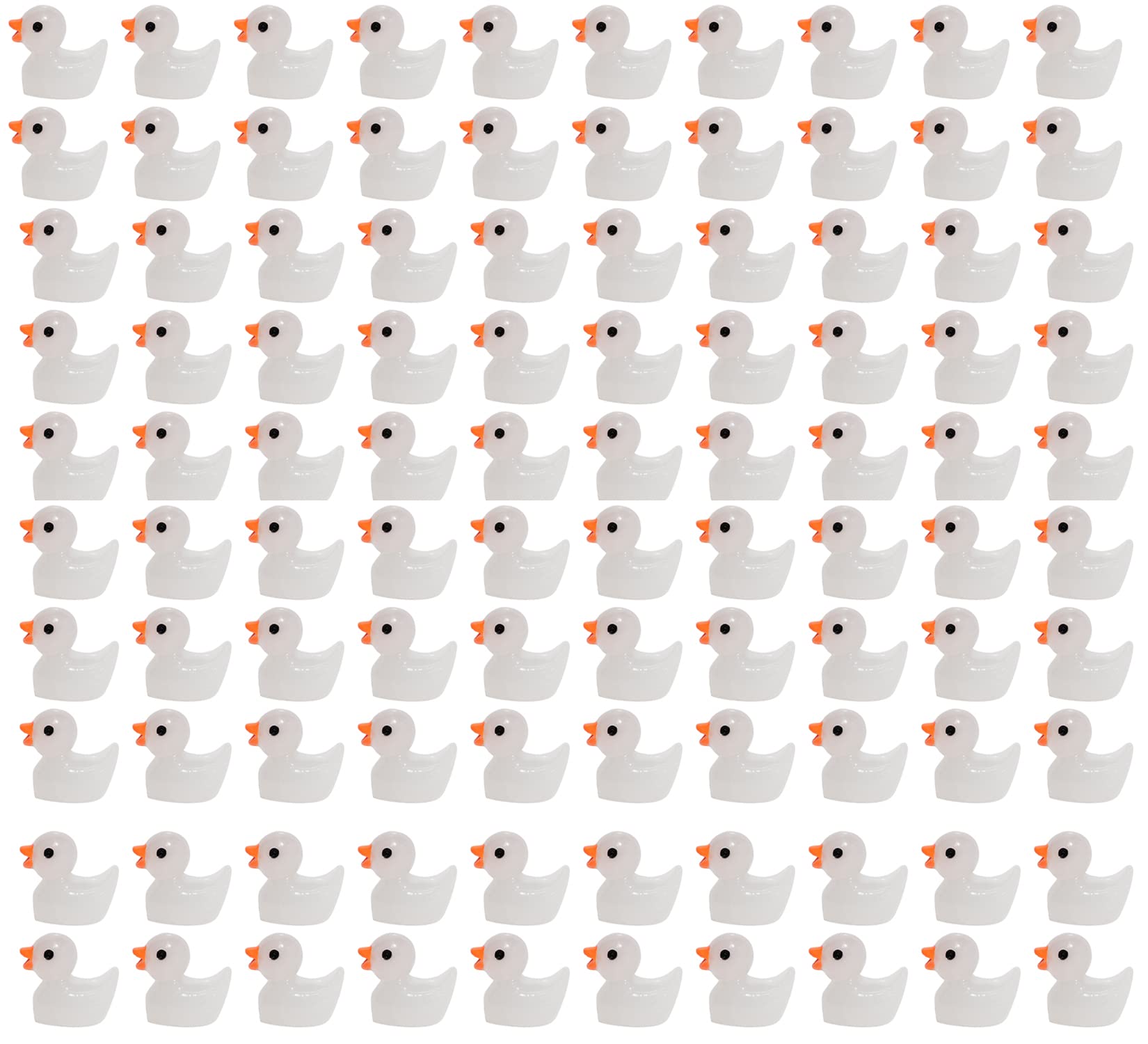 MFUOE Mini Luminous Resin Ducks Realistic Tiny Ducks Glow in the Dark Mini Ducks for DIY Garden Decoration Party Decoration (100)