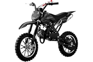 NAKTO 50cc Dirt Bike for Kids, 2-Stroke Gas Power Motorcycle, Off-Road Mini Dirtbike Kids 8-14 with Dual Disc Brakes and Shock Absorption Up to 25 MPH, Easy Pull Start (Black)