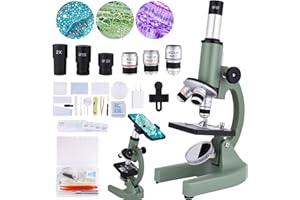 OOZSTAR Microscope for Kids 40X-2000X with LED supplemental Light, Slides and specimens, Microscope for Kids 8-12 for School Labs and homeschooling