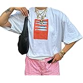 Women Graphic Oversized Tee Y2k Fruit Print Short Sleeve White Top Crewneck Cute Aesthetic Tee Shirts Summer