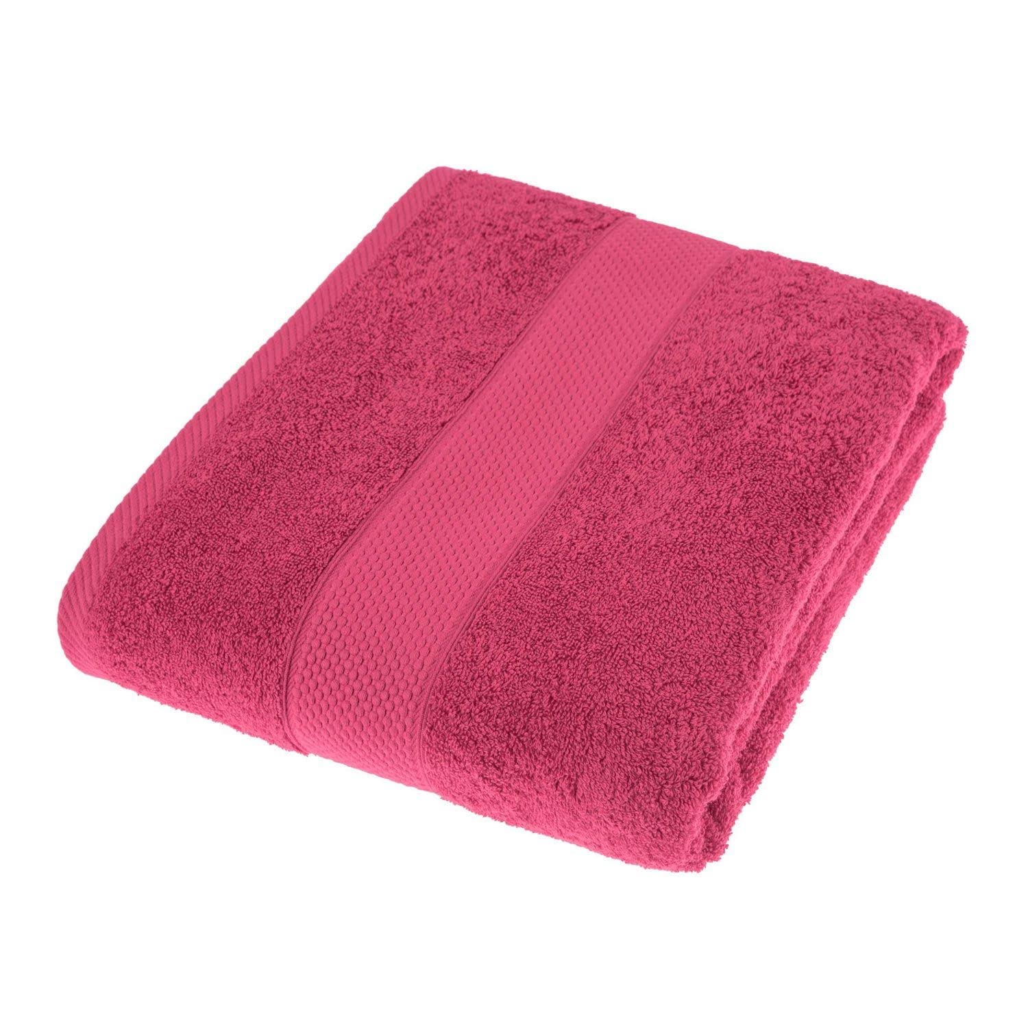 HOMESCAPES Raspberry Pink Turkish Cotton Jumbo Towel Super Soft Thick & Absorbent 500 GSM Towel Heavy Weight for everyday Luxury