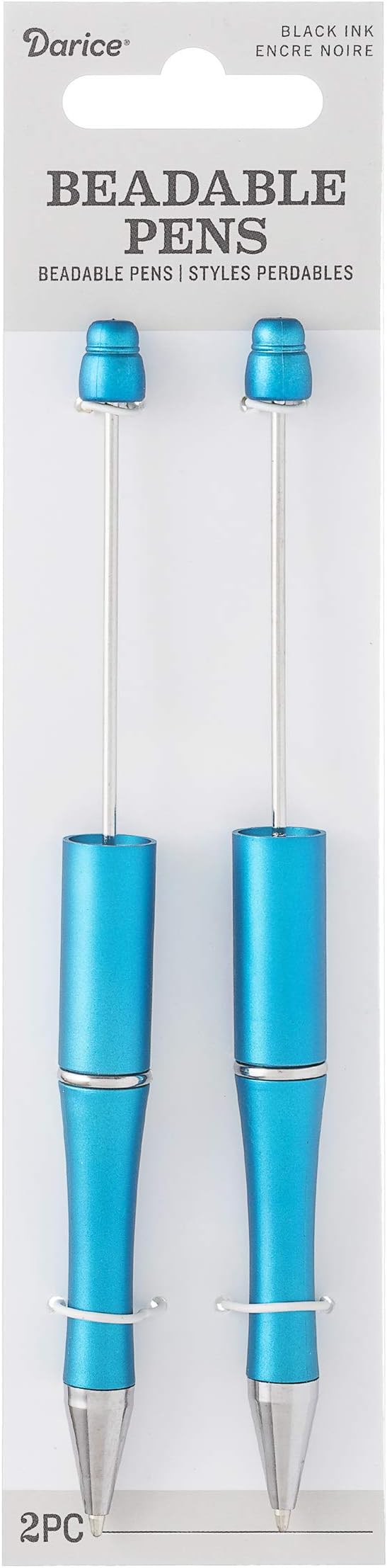 Darice Blue Beadable Pen Shaft Black Ink, 2 Pack