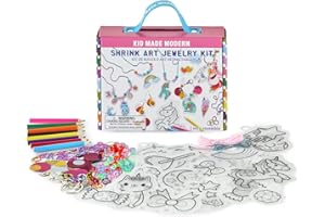 Kid Made Modern - Jewelry Making Kit - Shrink Art Charms - 180 Pieces Set - DIY Kids Crafts - Bulk Craft Set - Create Your Own Art - Includes Art & Jewelry Charm Supplies - Ages 6+