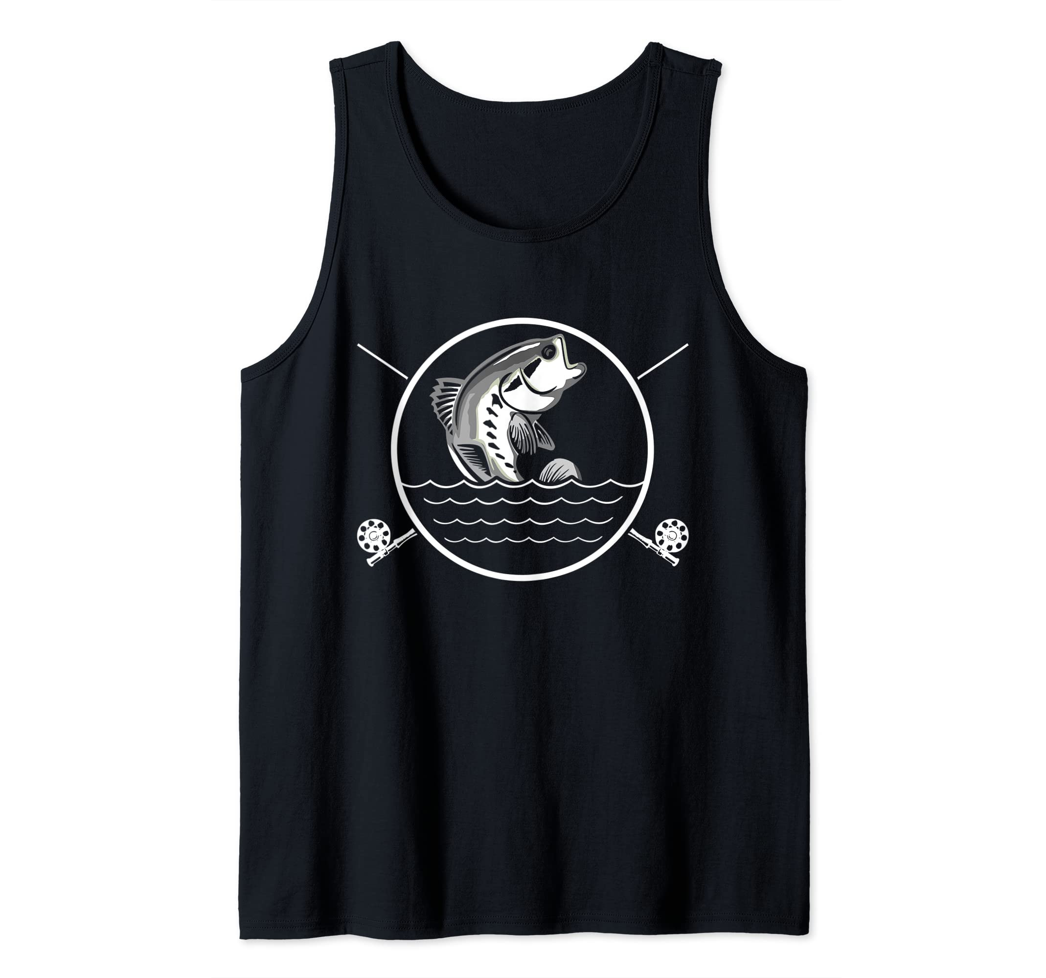 Angler motif with fish and fishing rod gift fishing Tank Top