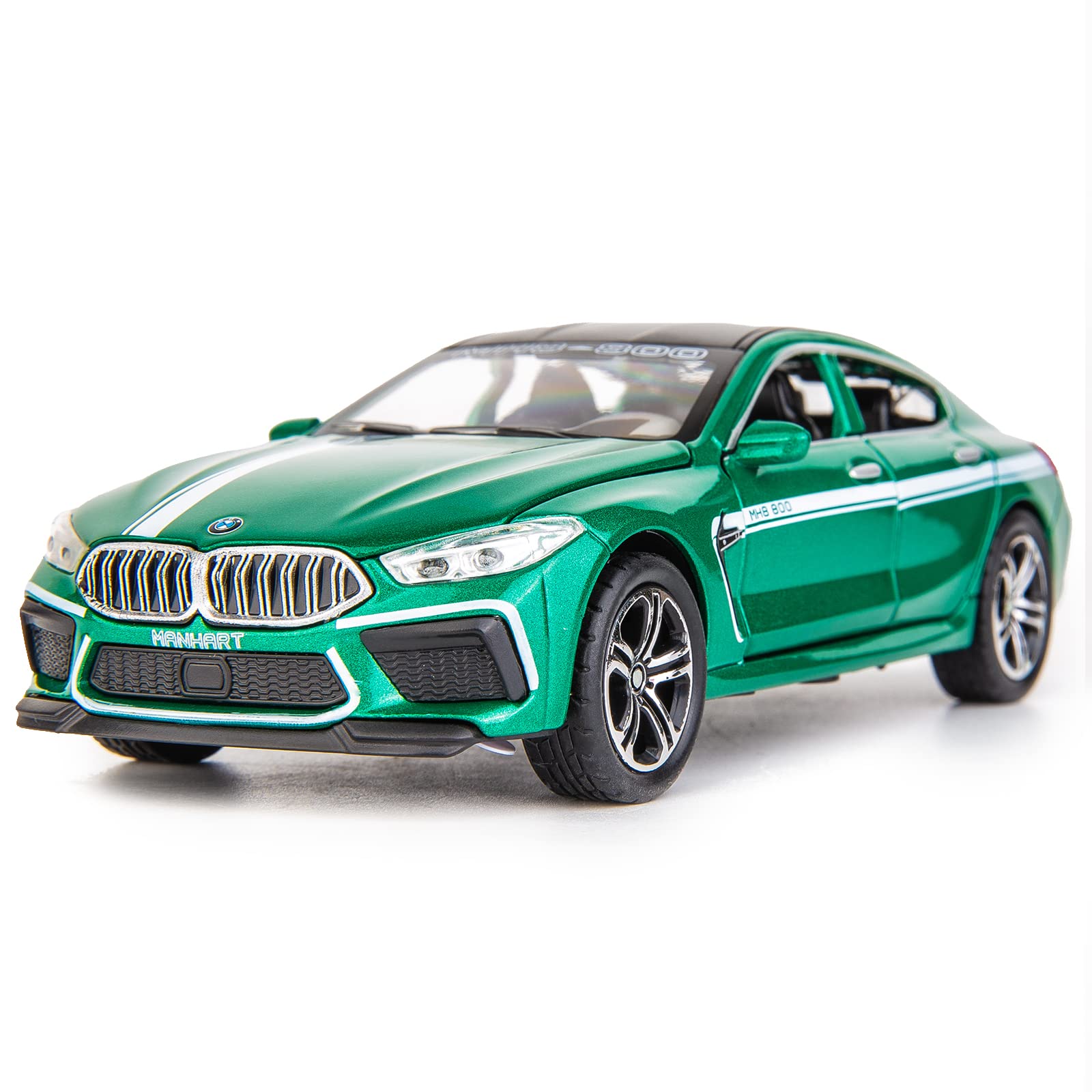 TGRCM-CZ 1:32 BMW M8 Model Car Toy, Zinc Alloy Pull Back Toy car with Sound and Light for Kids Boy Girl Gift(Green)