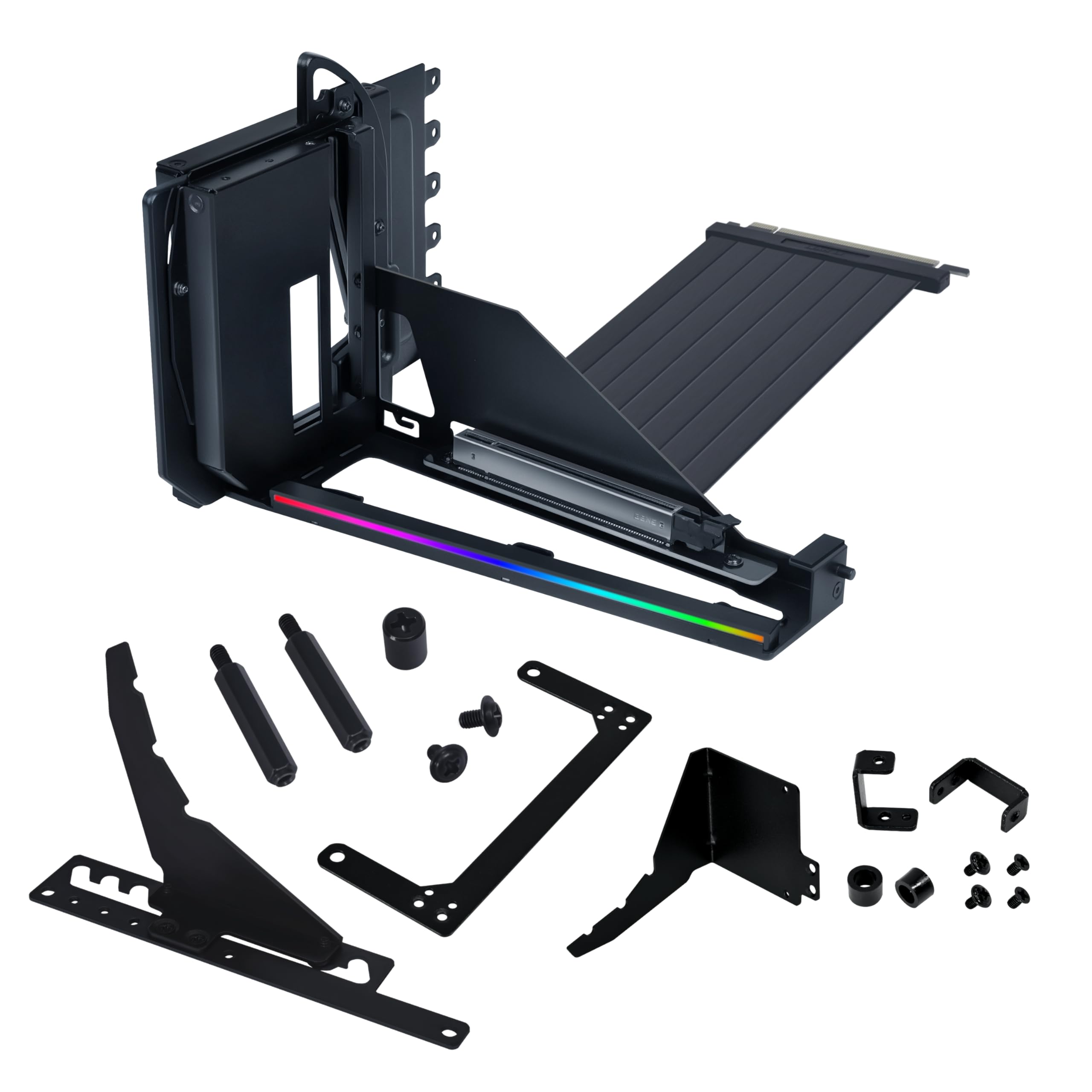 Photo 1 of Lian Li ATX PC Case 4 Slots Vertical GPU Kit (VG4v4) - Premium Gen 5 Riser Cable PCI-E 5.0 x16-200mm, PCIe 3.0/4.0 Compatible, Adjustable Position - Fits Most PC Cases (VG4v4 Black)