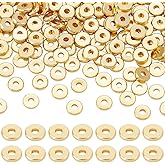 PH PandaHall 200pcs 6mm Flat Heishi Spacer Beads 18K Gold Plated Beads Disc Loose Beads Brass Flat Round Metal Beads for Heishi Clay Beads Summer Bikini Chain Hawaii Stackable Bracelet Jewelry Making