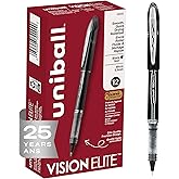 uni-ball Vision Elite Rollerball Pens Fine Point Micro Tip, 0.5mm, Black, 12 Pack