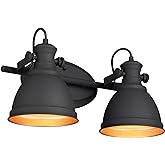 Audickic Industrial Bathroom Vanity Light Fixture, 2-Light Wall Mounted Vanity Lamp Over Mirror, Black Metal Frame, AD-2151-2