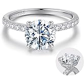 SMILEST 2ct Hidden Halo Engagement Rings for Women, 14K White Yellow Gold Plated Solid 925 Sterling Silver Cubic Zirconia Ring 4 Claw Side Stone Engagement Rings for Women Solitaire Ring