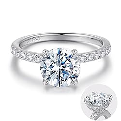 SMILEST 2ct Round Engagement Rings for Women, 14K