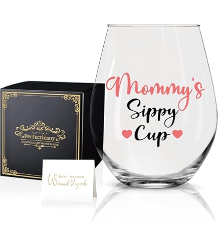 Amazon.com | Mommy's Sippy Cup 17 oz Stemless Wine Glass Funny Unique Gift  Idea for Women, Mothers Day, Mom, Wife, Girlfriend, Grandma or Best Friend: Wine  Glasses