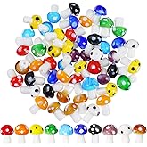 jiebor 50Pcs Mushroom Glass Beads Charms Cute Mushroom Ornament Lampwork Beads Bulk for Jewelry Bracelet Necklace Earring Making 11x14mm