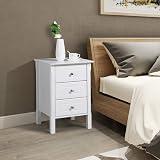 Yaheetech Bedside Table 3-Drawer Wood Nightstand 40x40x60cm White view 9