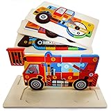 Toddler Puzzles, 4 Pcs Transportation Jigsaw Puzzles Toys Gift for Kids Ages 1-3 Years Old, Montessori Educational Learning T