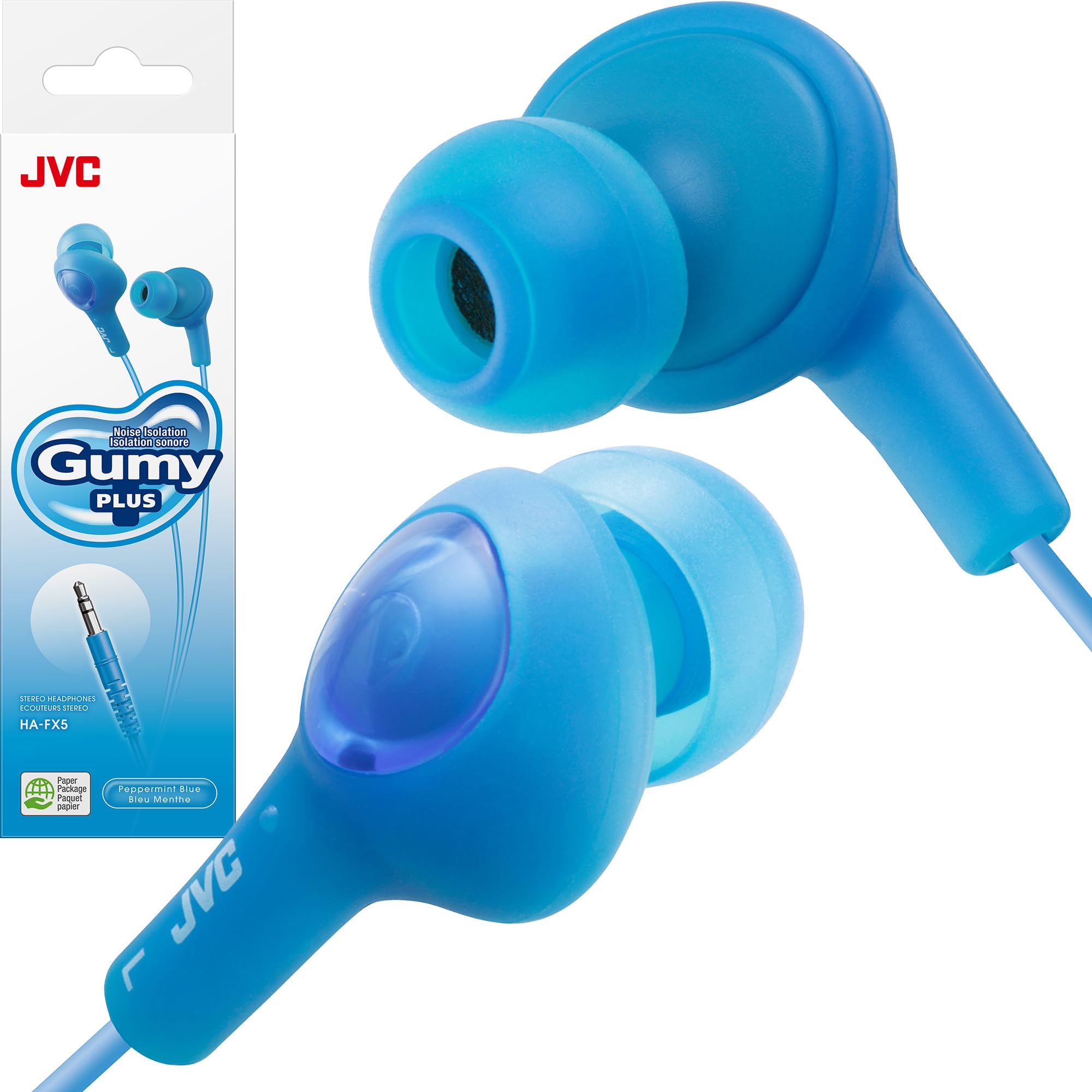 JVC HAFX5A Gumy Plus Inner Ear Headphones (Blue)
