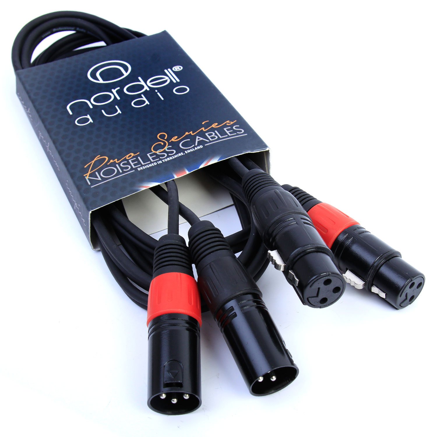 2 x Male XLR to 2 x Female XLR Lead Cable 2.5m 8ft