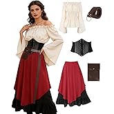 SOOFILM Renaissance Costume Women Medieval Victorian Fancy Dresses Halloween Pirate Cosplay