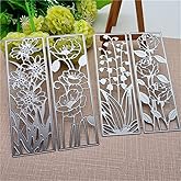 4 Pieces Background Flower Frame Metal Cutting Dies 3D Rectangle Flower Dies Leaves Shape Embossing Scrapbooking Dies Cuts Stencil for DIY Scrapbooking Bookmark Album Decoration Card Making
