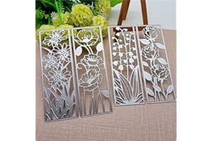ZECNG 4 Pieces Background Flower Frame Metal Cutting Dies 3D Rectangle Flower Dies Leaves Shape Embossing Scrapbooking Dies Cuts Stencil for DIY Scrapbooking Bookmark Album Decoration Card Making