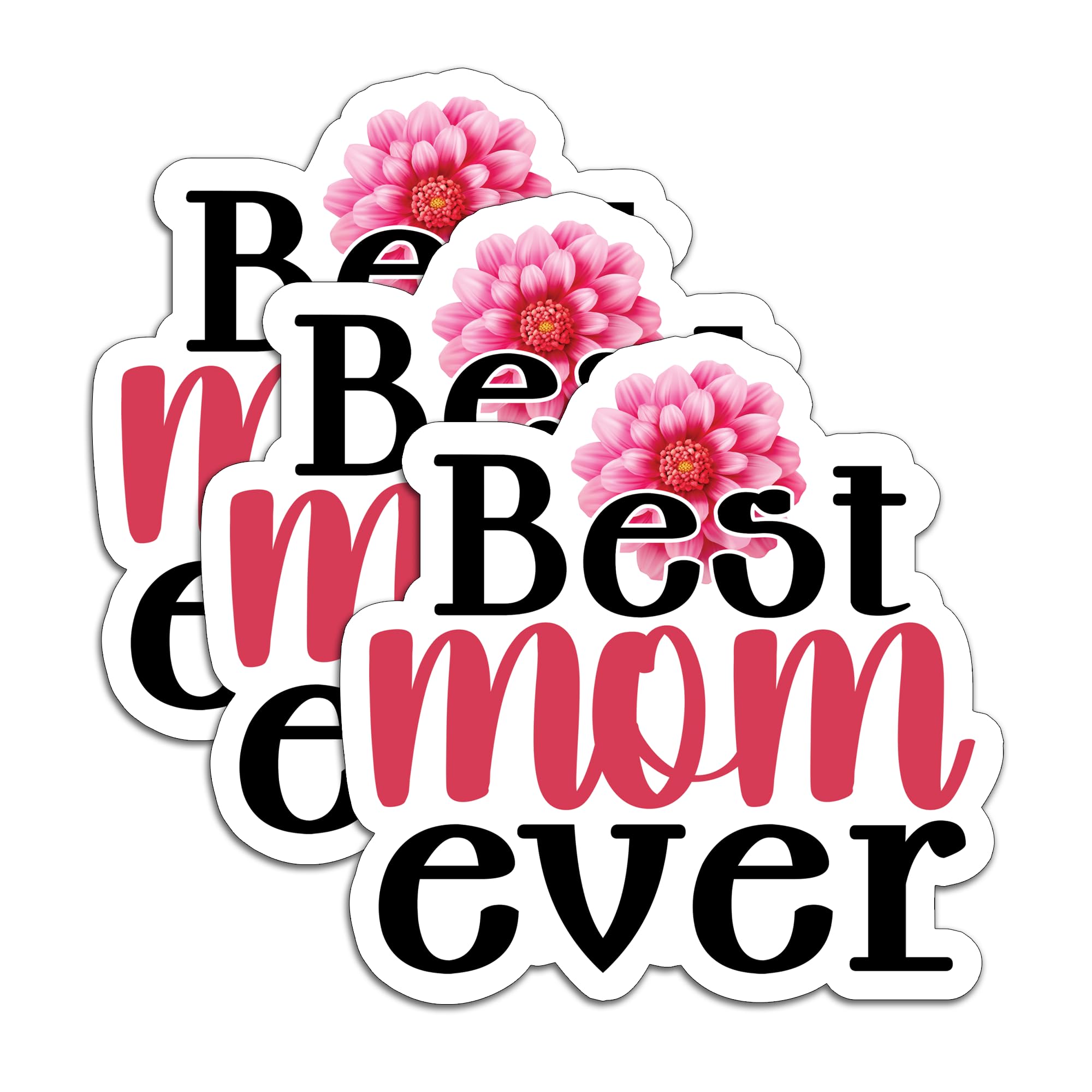 Photo 1 of (3Pcs) Best Mom Ever Sticker Decal Mama Stickers – Gift for Mom, Mama, Waterproof Vinyl Decals for Laptops, Phones, Water Bottle, Tumbler, Size 3"x 3"