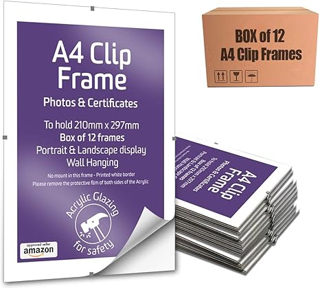 Box Of 12 Perspex Clip Frames Certificate Frame Wall Hanging Frameless Frame Amazon Co Uk Kitchen Home