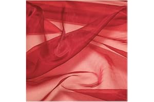 MDS-MEGADECORSUPPLY MDS Pack of 10 Yards Long Bridal Solid Sheer Organza Fabric Bolt for Wedding Dress, Fashion, Crafts, Decorations, Backdrop, Christmas Craft Supplies, Silky Shiny Organza Fabrics 44” Wide- Red