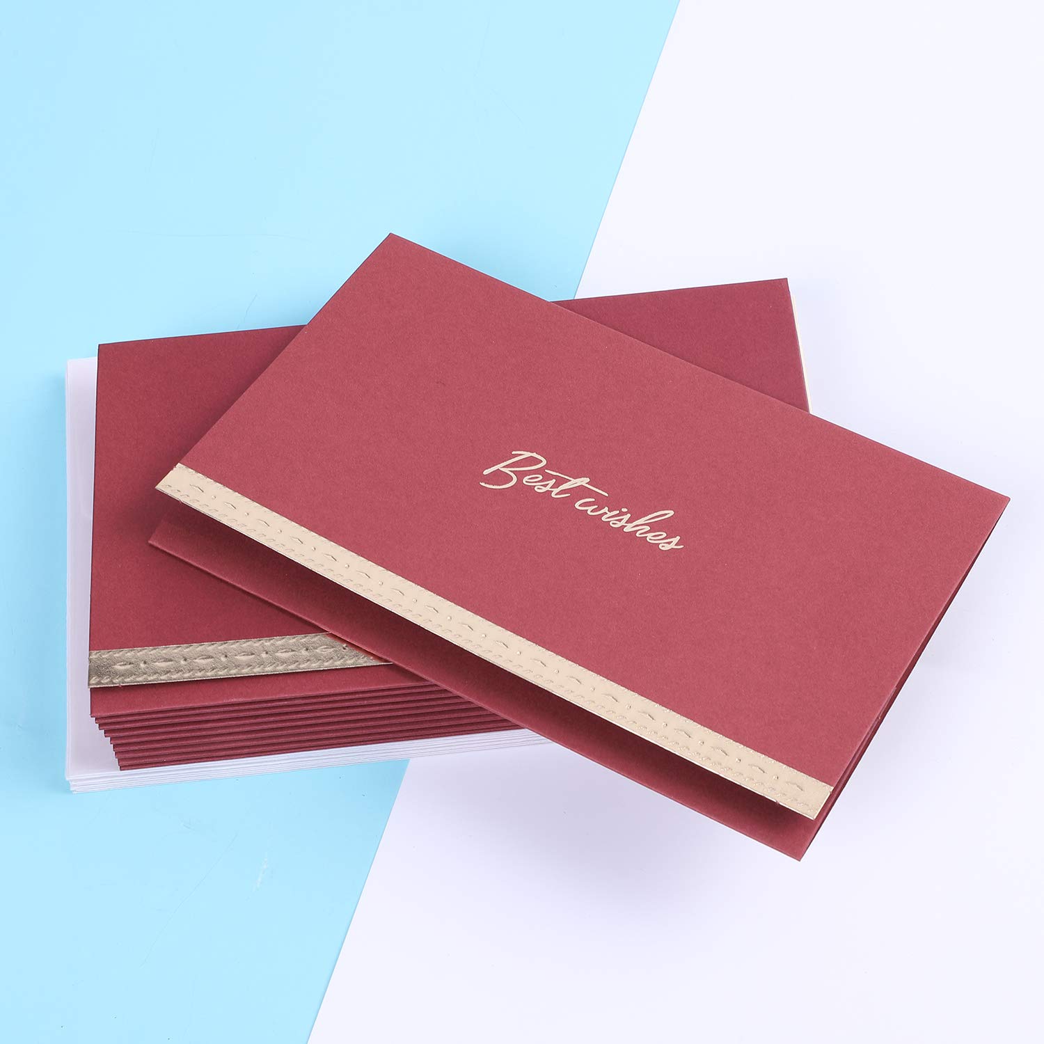 10 Pack Invitation Envelopes Greeting Cards with 10 White Envelopes Best wishes Cards for Business Birthday Winter Holidays Xmas New Year 4.5 x 7.2 Inch