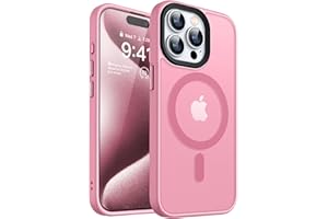 CANSHN Magnetic Designed for iPhone 15 Pro Max Case [Compatible with Magsafe] [Translucent Matte] Slim Thin Shockproof Protective Bumper Cover Phone Case for iPhone 15 Pro Max 6.7 Inch - Pink