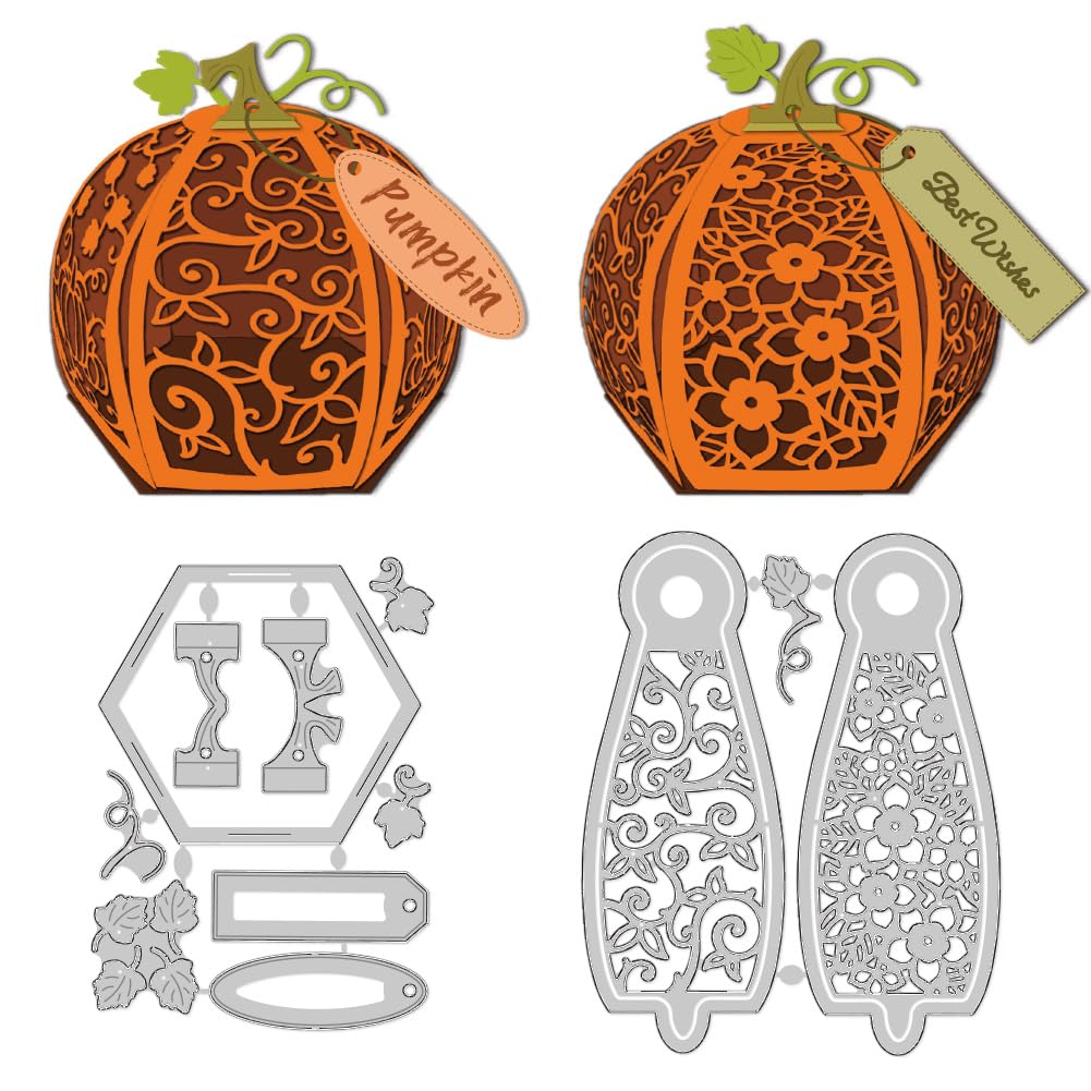 DELORIGIN 3D Hollow Pumpkin Lantern Dies Cuts Metal Cutting Dies Card Making Cutting Dies Stencils Template for Embossing Scrapbooking Craft Halloween Christmas Greeting Card Gift Festival Decor