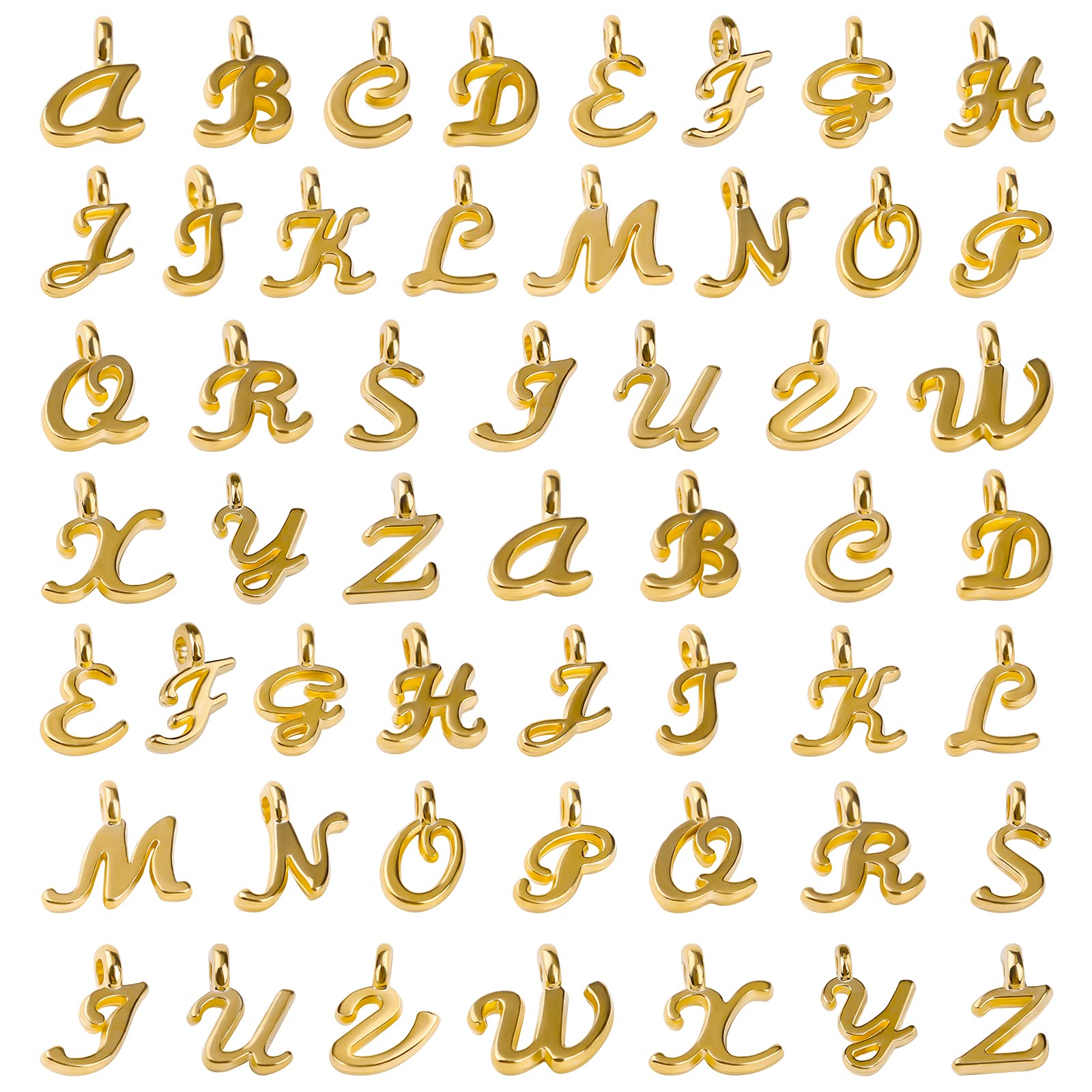 SAVITA 130pcs ABC Letter Charms Mini Alphabet A-Z Zinc Alloy Bracelet Necklace Pendants for DIY Jewellery Making (Gold)