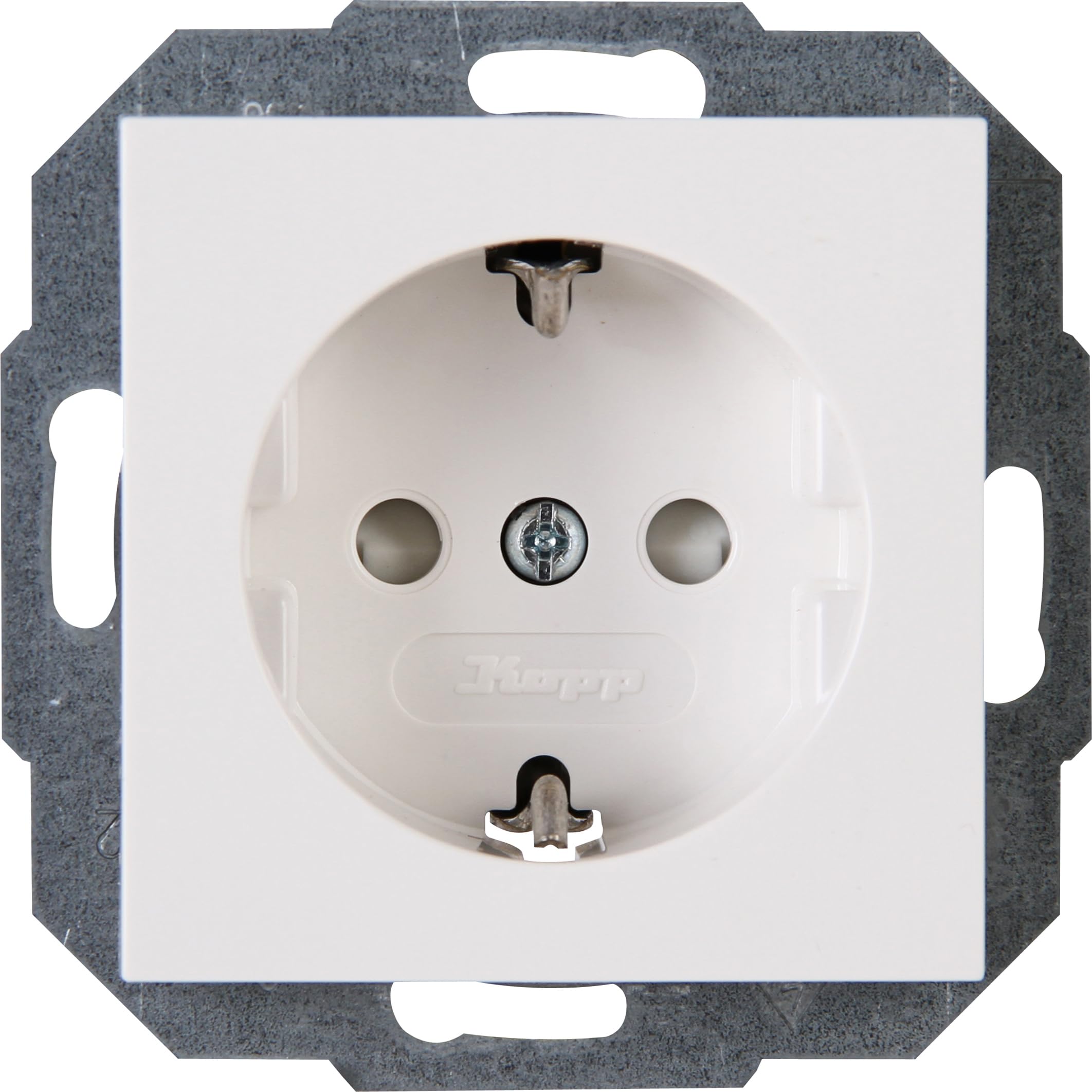 Kopp ATHENIS Protective Contact Socket in Pure White - Safe 1-Way Built-in Socket with Increased Touch Protection - IP20 Flush-Mounted Socket with Protective Contact - Socket Flush-Mounted 16 A / 250