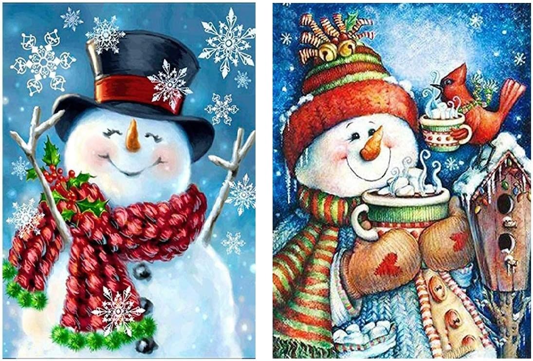 ONEST 5D DIY Diamond Painting Full Drill by Number Kits Snowman Decoration for Adults Kids, Embroidery Cross Stitch Painting for Home Decor, 12 x 16inch