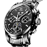 TDO Automatic Mechanical Watches for Men Self Winding no Battery Stainless Steel Strap Luxury Moon Phase Luminous Waterproof