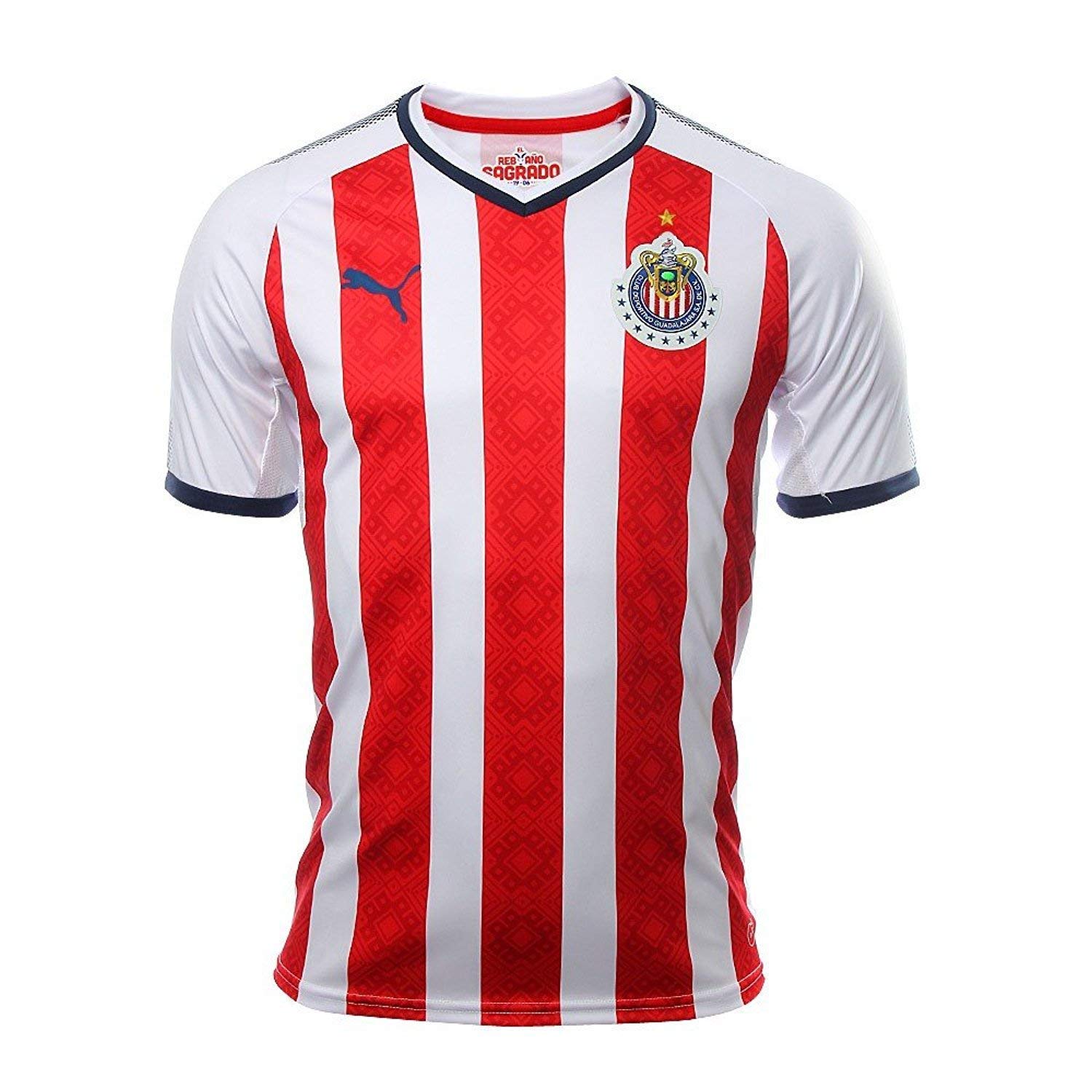 red and white striped soccer jersey