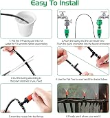 MIXC Drip Irrigation Kit 15M 50FT 1/4 Inch Tubing Water Saving Adjustable view 5