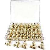 50 Pcs Metal Bulldog Clips, Gold Bull Binder,Mini Metal Paper Clips 0.87 in Hinge Clips Small for Tags Bags, Food Bags,Pictures Photos,Art Work,Office and Home Kitchen,Price Tag (Gold 22mm)