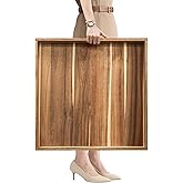 MAONAME Extra Large Square Ottoman Tray, 24" Acacia Wood Serving Tray for with Handles, Farmhouse Wooden Decorative Trays, Coffee Table Trays for Living Room, Countertop, Charcuterie
