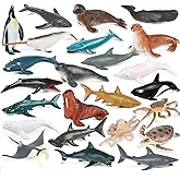EOIVSH 24PCS Mini Ocean Animal Figurines - Realistic Sea Creatures Toy Figures with Sharks, Whales & Walrus - Under The Sea Life Figure for Party Decoration, Easter Egg Filler & School Project