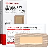 FRESINIDER 2" x 5" Pack of 10 Silicone Foam Wound Dressing - Waterproof Adhesive Bandages with Bordered - Super Absorbent & Breathable for Optimal Wound Care