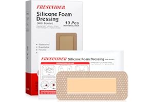 FRESINIDER 2" x 5" Pack of 10 Silicone Foam Wound Dressing - Waterproof Adhesive Bandages with Bordered - Super Absorbent & Breathable for Optimal Wound Care