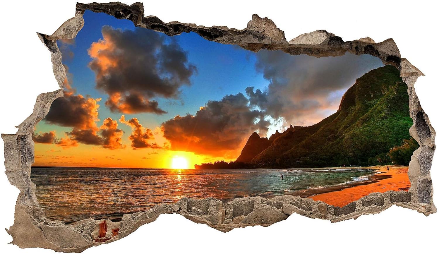 Car Bedroom Living Room Wall Sticker Decal Hole in the Wall, Wl23 Sunset