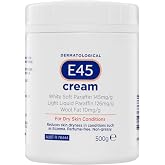E45 Moisturiser, Body, Face And Hand Cream For Dry, Flaky Skin, Suitable For Eczema, Dry Psoriasis, Sunburn, 500g Tub