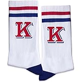 Grace Yonks Blue and Red Striped Socks With The Letter, Vintage Monogram Socks
