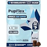 PupFlex+ Hip and Joint Supplement Dogs, Vet Created Soft Chews w/UC-II® Collagen, CurcuVET® & Omega 3 - UC-II Collagen More Effective Than Glucosamine Chondroitin, Dog Joint Supplement (60 ct)